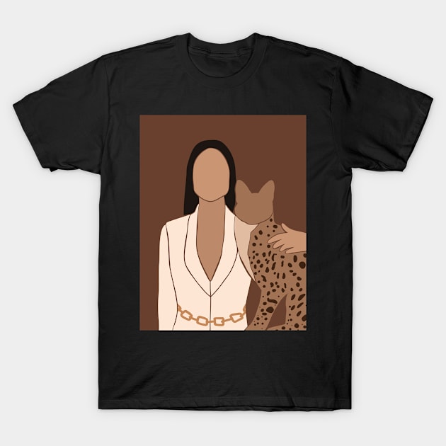 Wild Cat and Woman T-Shirt by JunkyDotCom